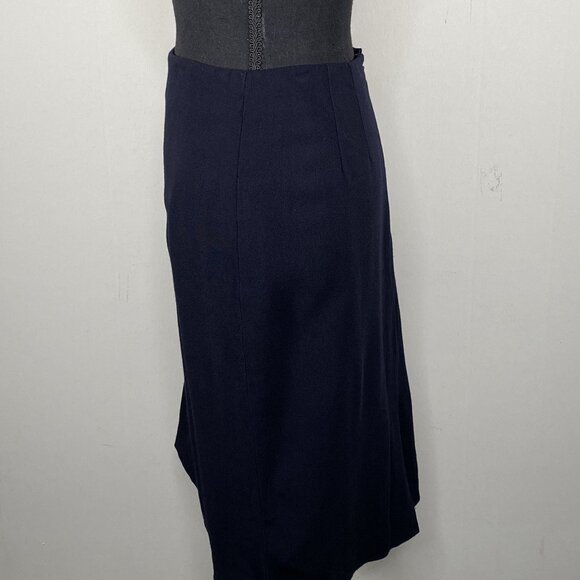 Linda Allard Ellen Tracy Wool Blend Pencil Skirt Women 14 Navy Blue Casual Korea - Picture 2 of 13